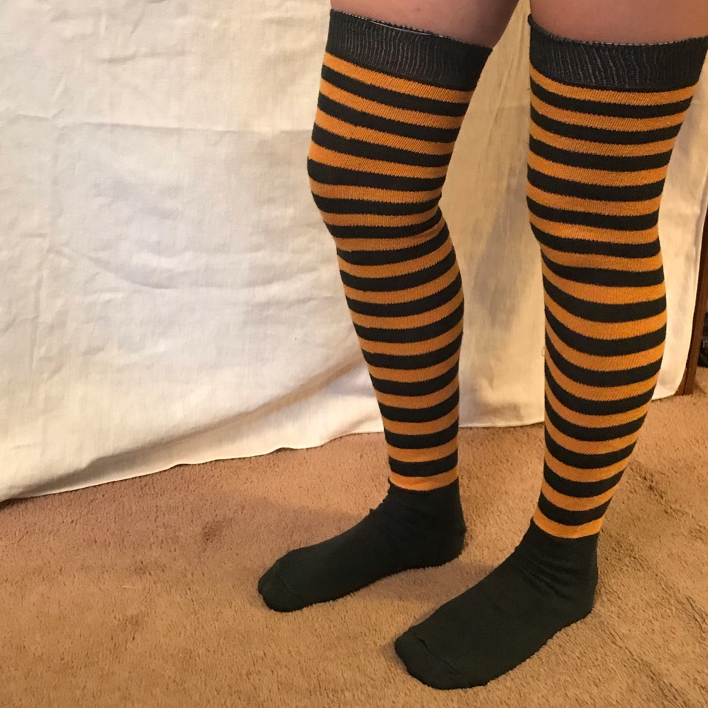 Yellow and Green Striped Socks. New without Tags!
